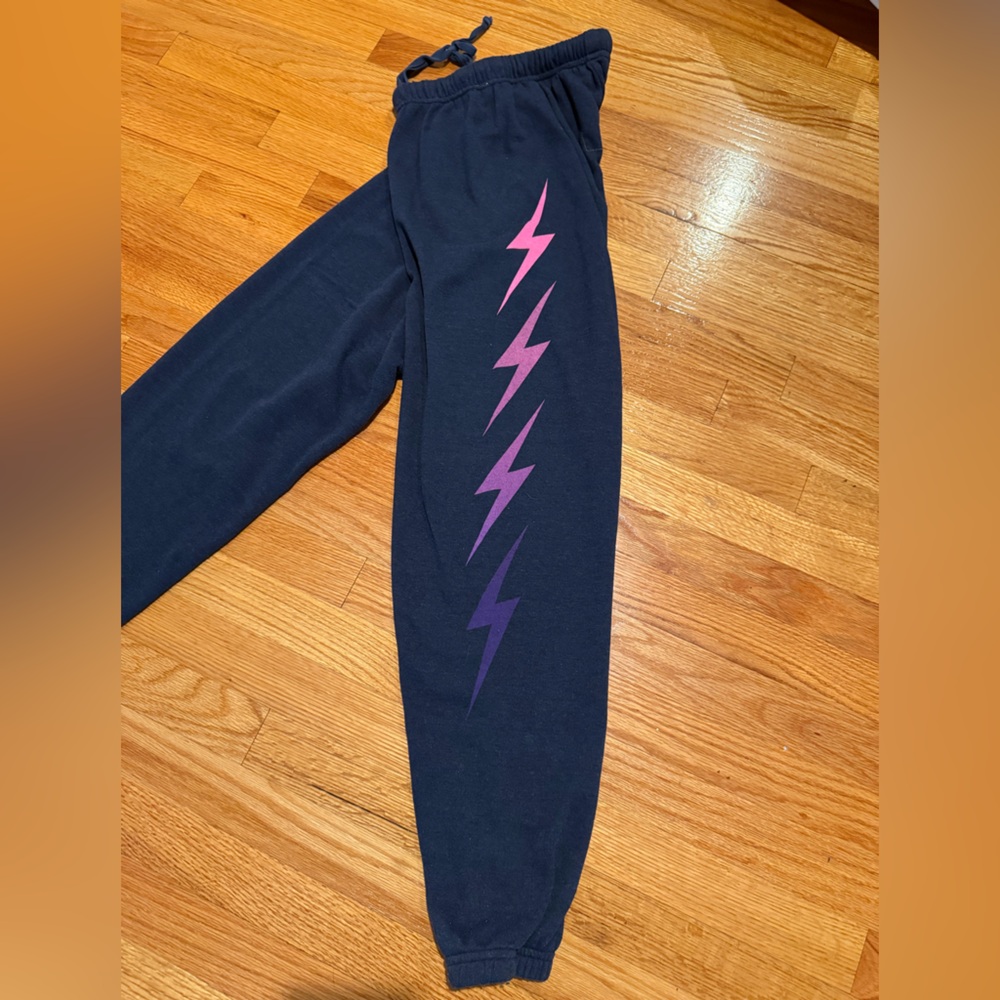 Aviator Nation Bolt Sweatpants - Navy With Pink Bolts
